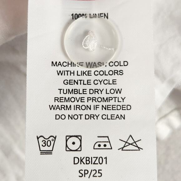 Quince White 100% Linen Top Women’s SZ SM Adjustable Strap Smocked Back - Picture 12 of 14